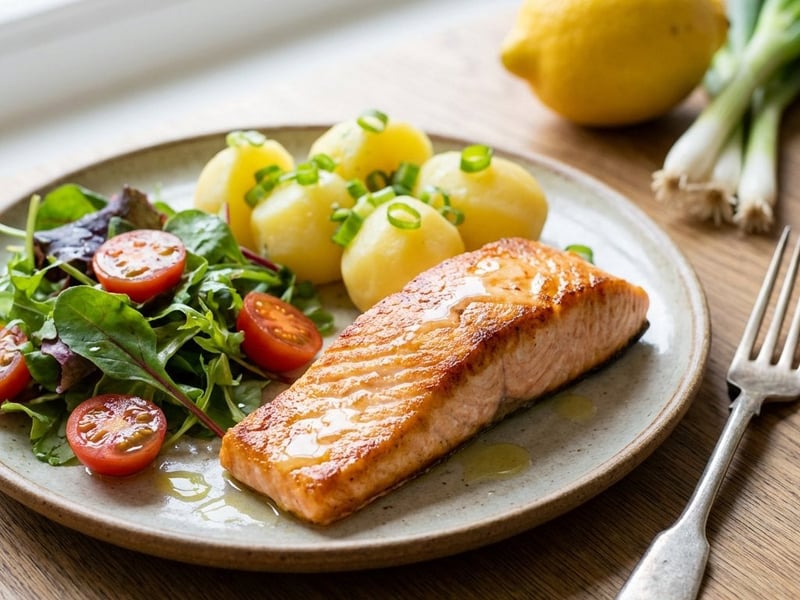 Gebratenes Lachsfilet mit Salzkartoffeln | Leicht & Gesund