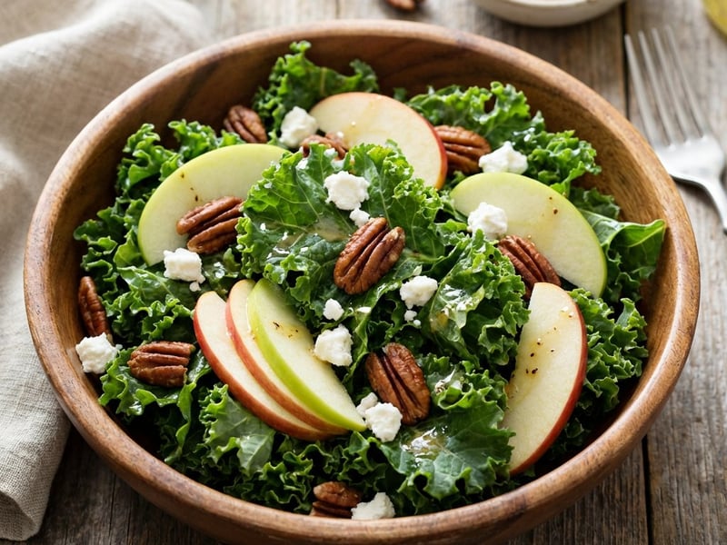 Grünkohlsalat mit Pekannüssen und Ziegenkäse