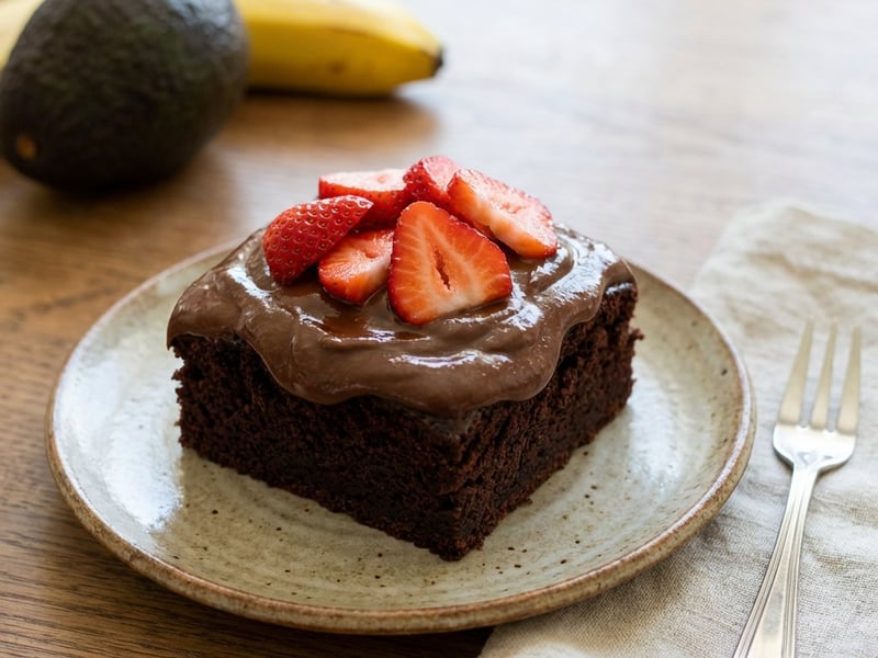 Schokoladenkuchen mit Avocado-Bananen-Glasur