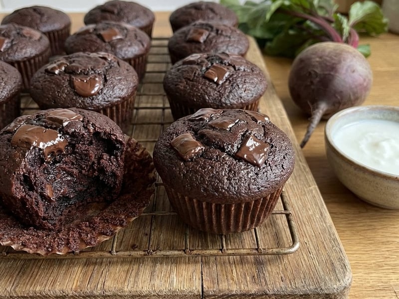 Schokoladen-Muffins mit Roter Bete