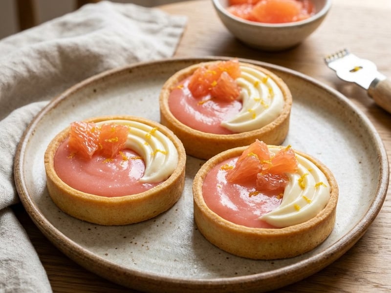 Grapefruit-Tartelettes mit weißer Schokolade und Gin