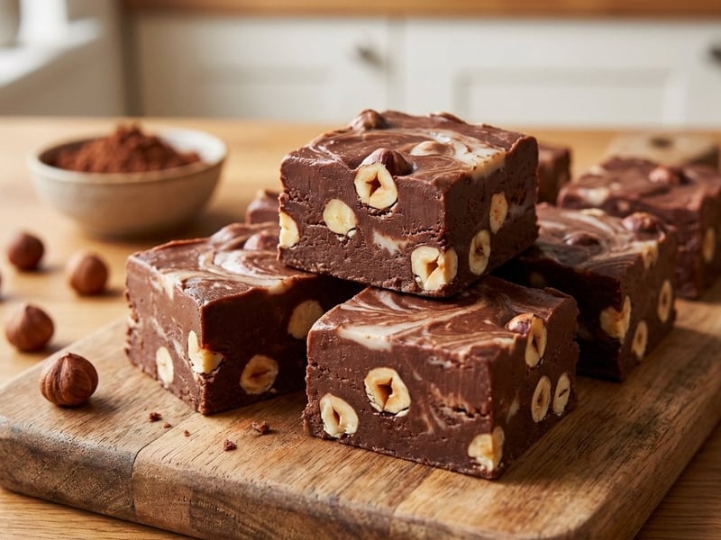 Schokoladen-Fudge mit Haselnüssen