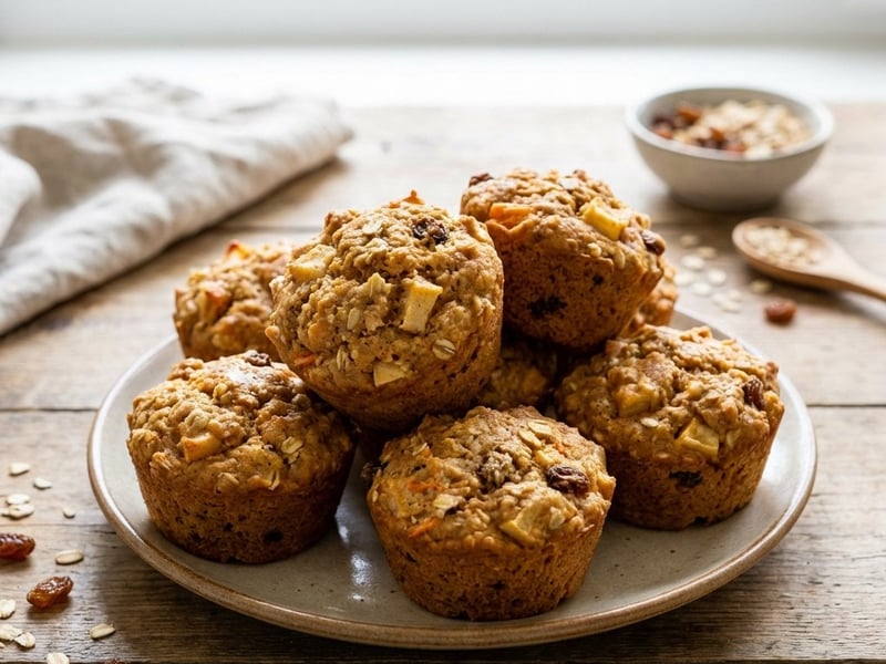 Juicy Apple-Carrot Muffins with Oats