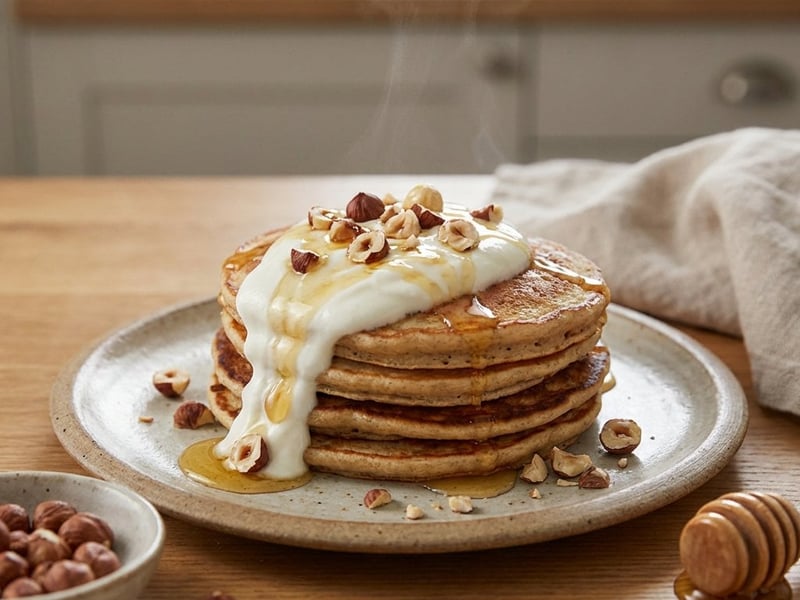 Fluffige Bananen-Pancakes mit Joghurt & Nüssen