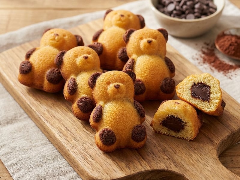 Bären-Kuchen mit cremiger Kakaofüllung