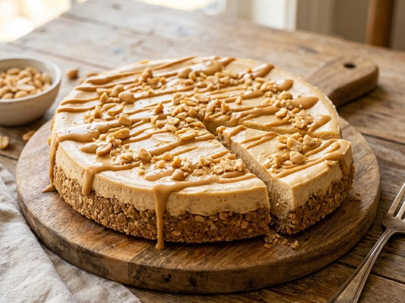 Erdnuss-Cheesecake mit Haferflockenboden