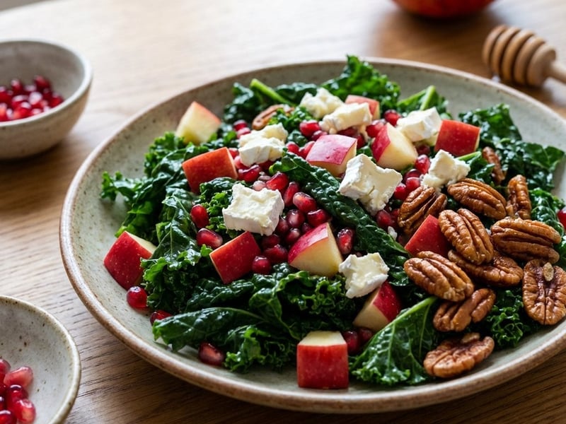 Grünkohlsalat mit Pekannüssen und Ziegenkäse