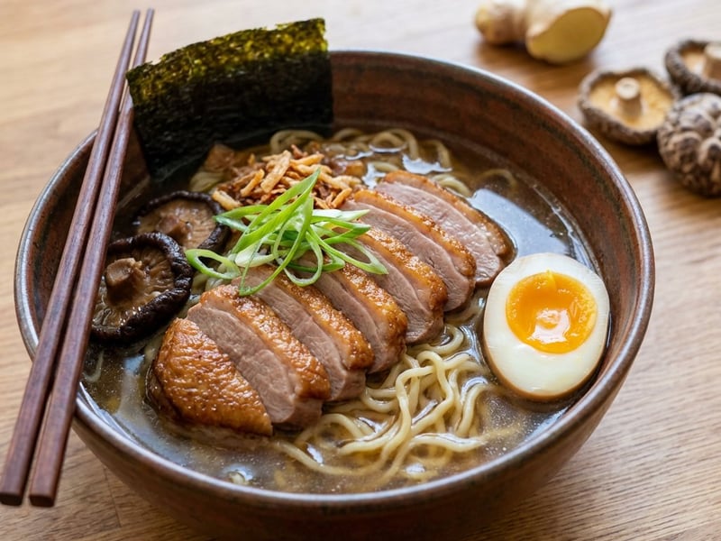 Enten-Ramen mit Shiitake und Ei