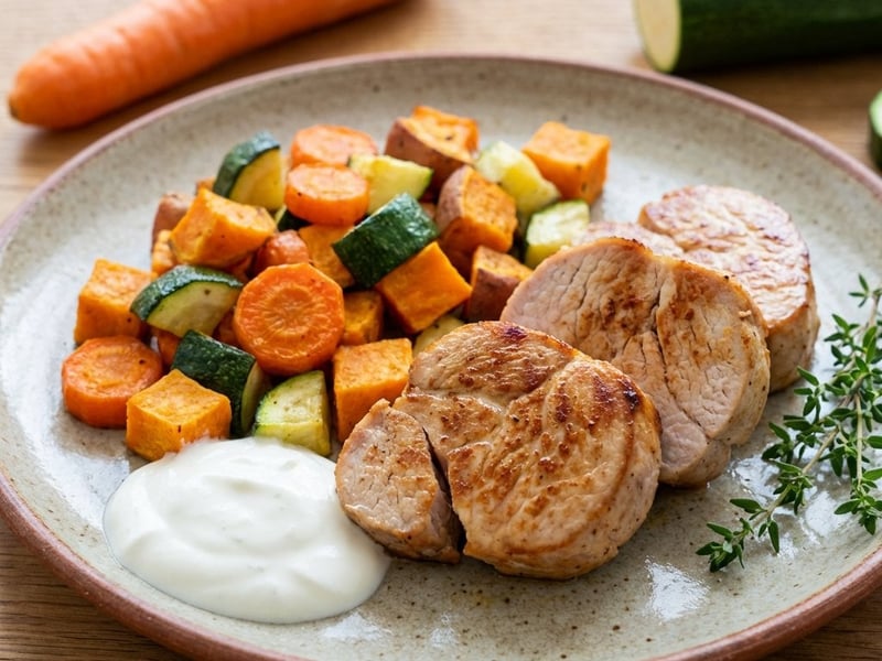 Putensteak mit Ofengemüse | Gesund & Leicht