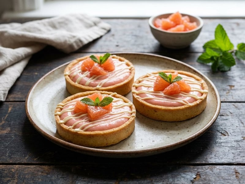 Grapefruit-Tartelettes mit weißer Schokolade & Gin