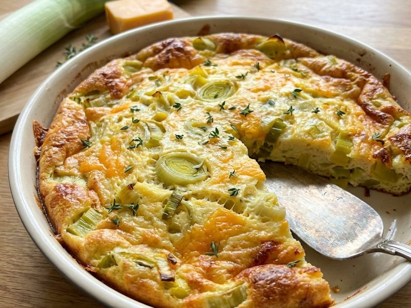Frittata mit Lauch und Cheddar