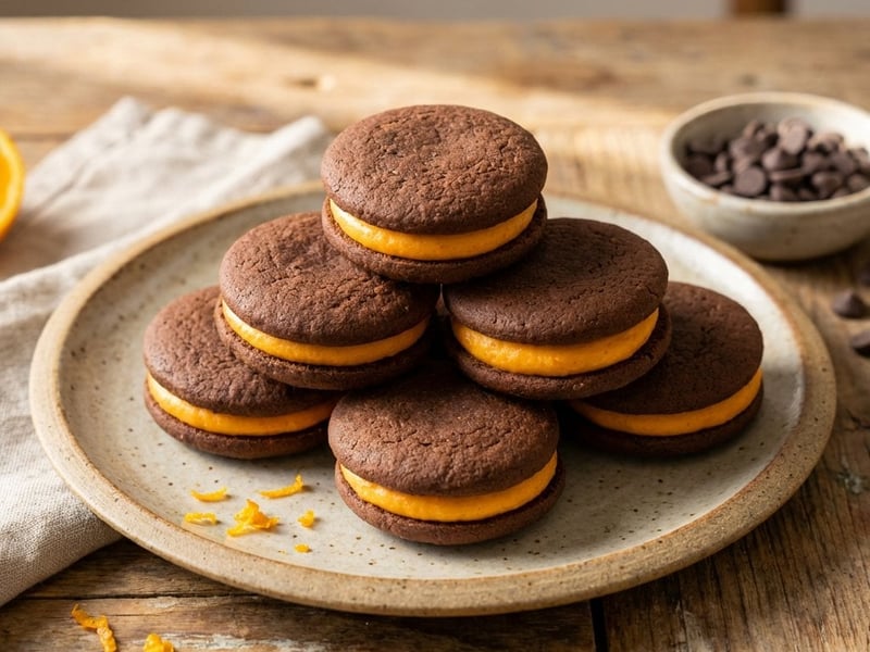 Schokoladen-Cookies mit Orangencreme