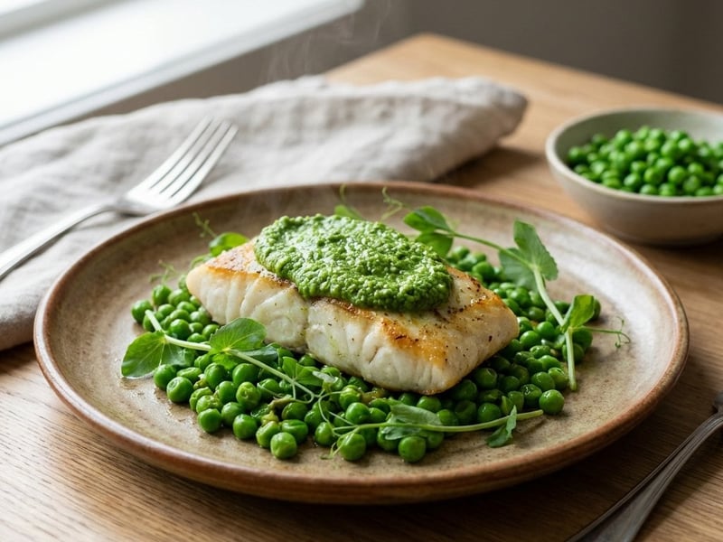 Heilbutt mit Erbsenpesto