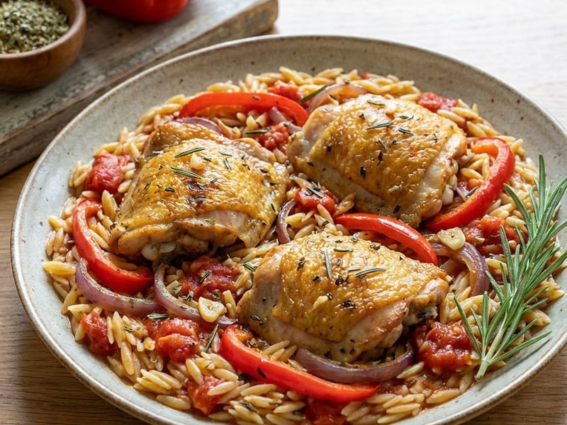 Hähnchen-One-Pot mit Orzo und Gemüse