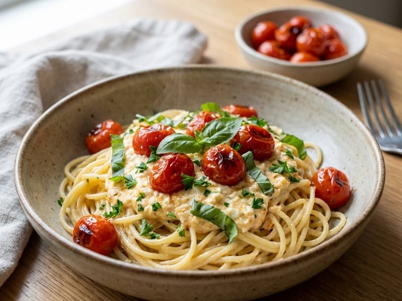 Spaghetti mit cremiger Feta-Sauce