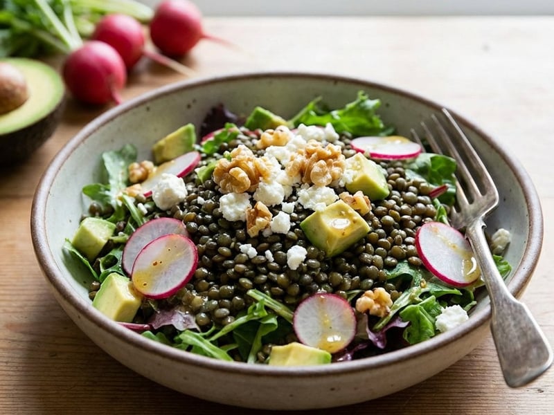 Linsensalat mit Radieschen und Feta