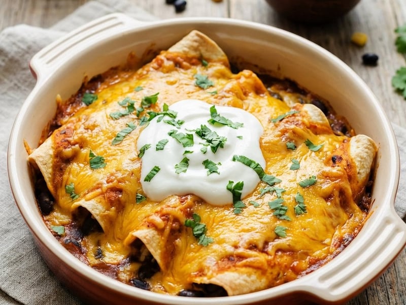 Enchiladas mit Bohnen und Gemüse