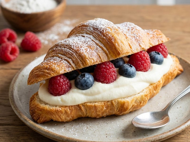 Buttercroissants mit Quarkcreme und Beeren