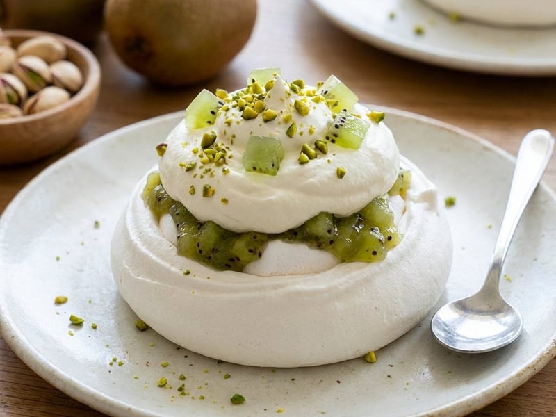 Mini Pavlova mit Kiwi-Kompott