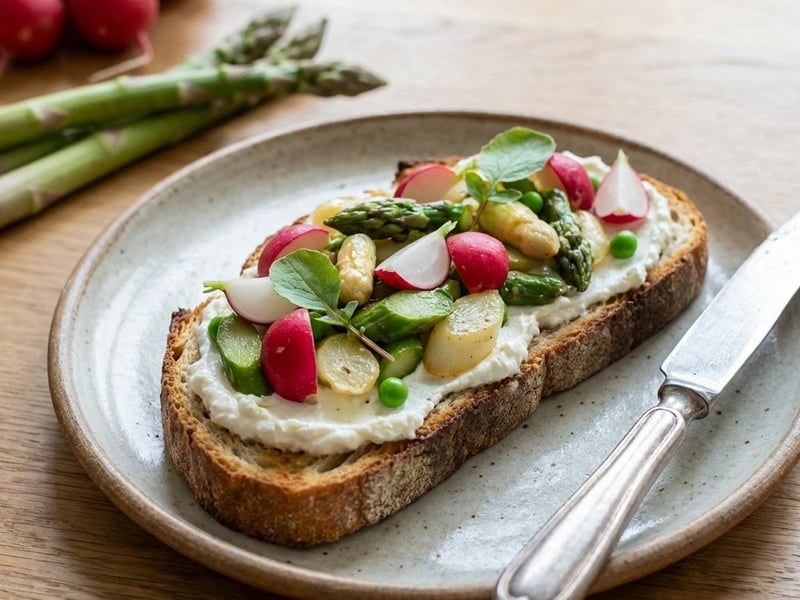 Frühlings-Bruschetta mit Spargel und Radieschen