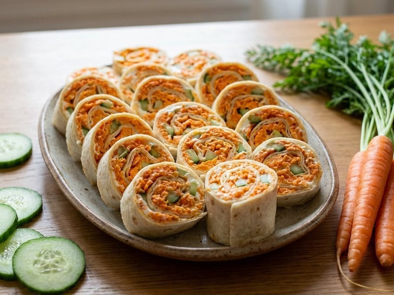 Tortilla-Rollen mit Karottenaufstrich