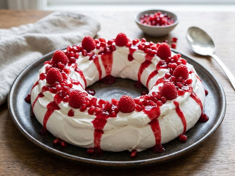 Pavlova-Kranz mit Granatapfel