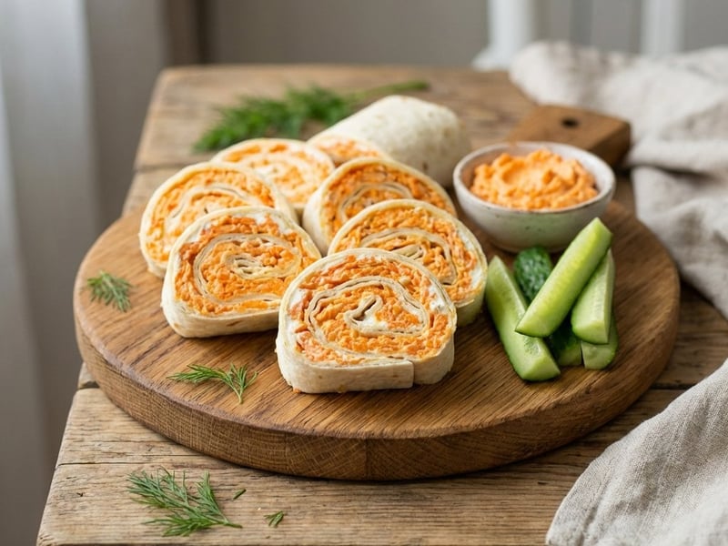 Tortilla-Rollen mit Karottenaufstrich