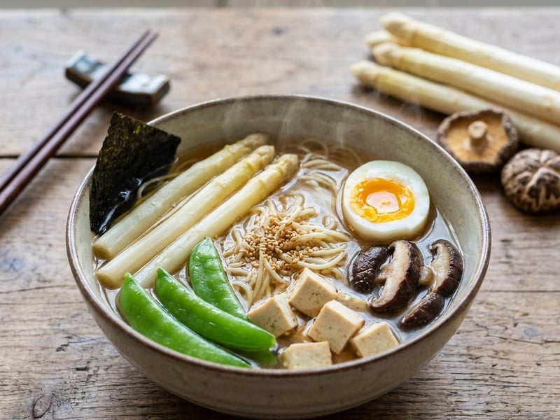 Frühlings-Spargel-Ramen mit Miso & Tofu
