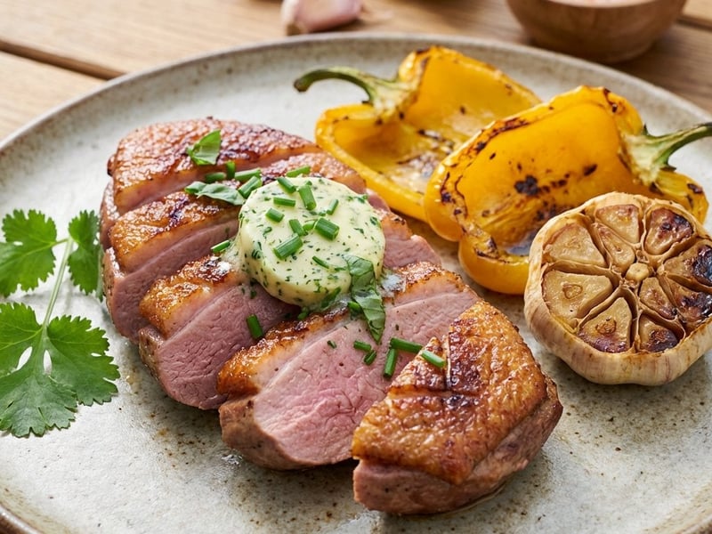 Gegrillte Entenbrust mit Kräuterbutter