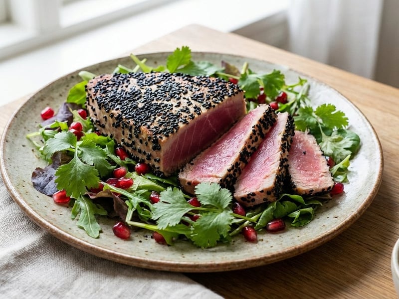 Thunfischsteak im Sesam-Mantel mit Granatapfel-Salat