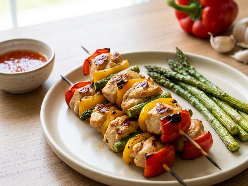 Hähnchenspieße mit Spargel & Paprika