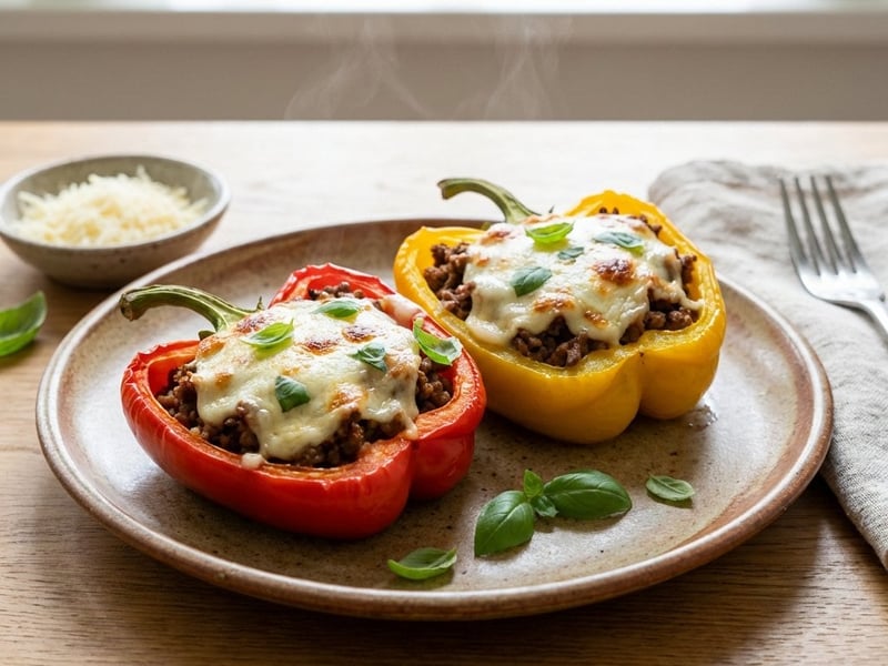Gefüllte Paprika mit Hackfleisch und Mozzarella