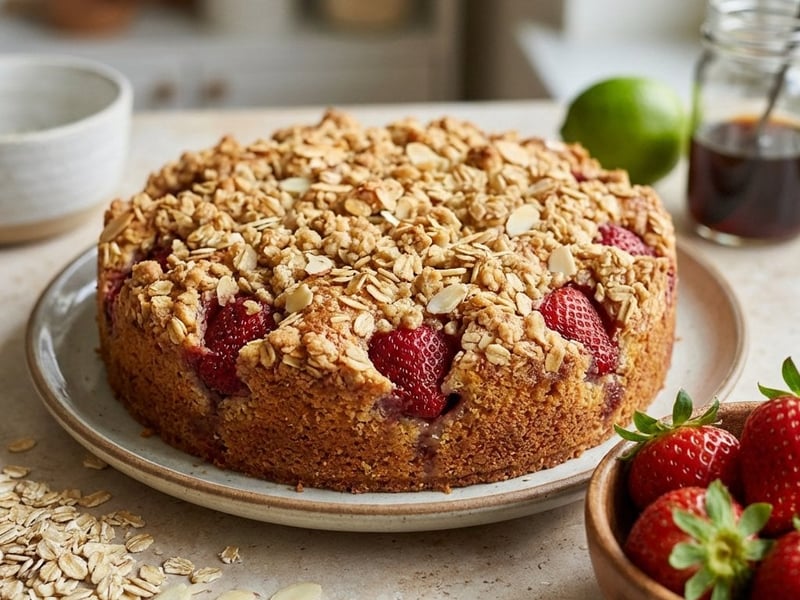 Erdbeerkuchen mit Haferflocken-Streuseln