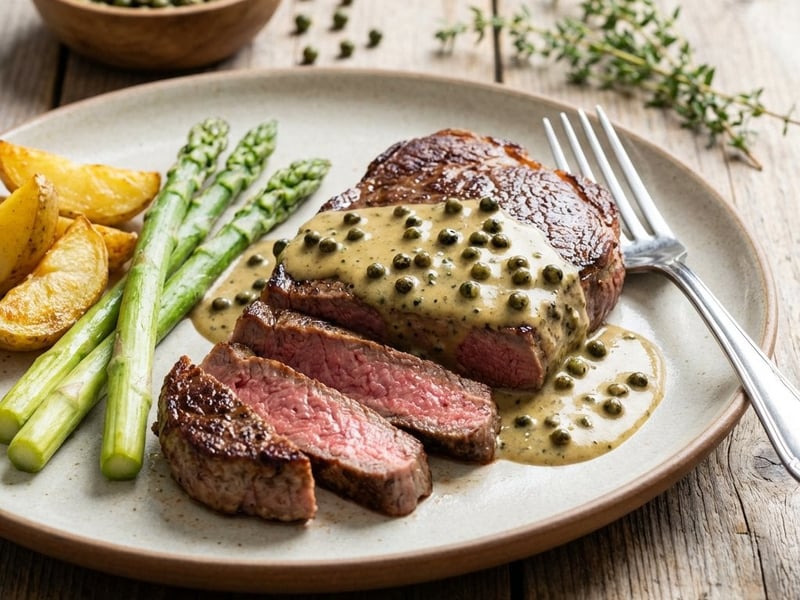 Rinderfilet mit grüner Kampot-Pfeffersauce