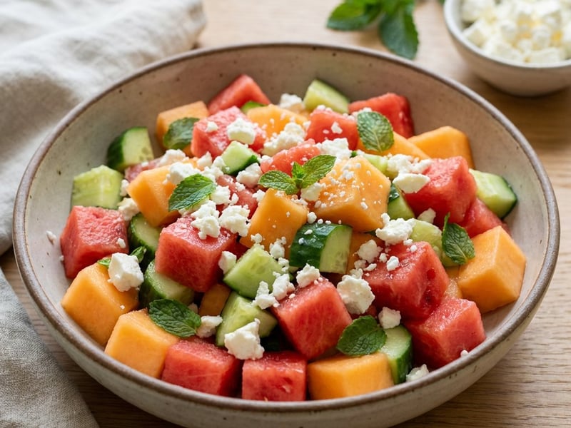 Melonensalat mit Feta & Minze