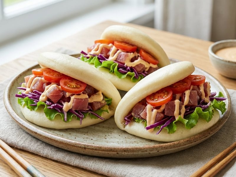 Bao Buns mit Thunfisch-Tatar