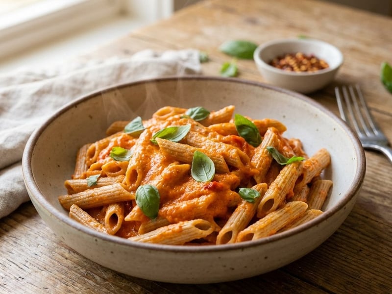 Penne mit Paprika-Tomaten-Sauce | Cremig & Gesund