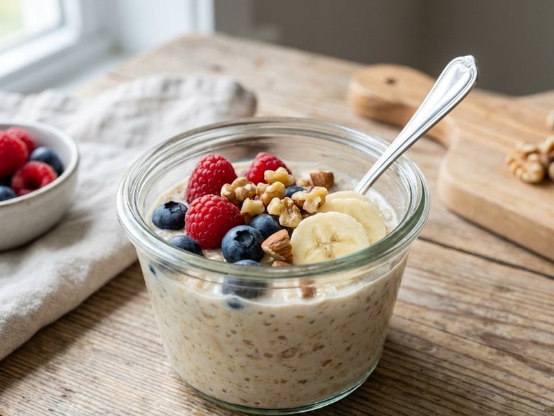 Overnight Oats mit Beeren und Banane