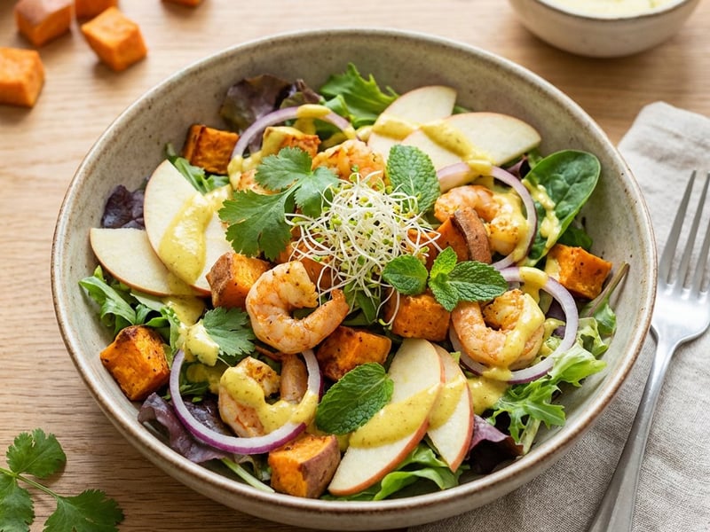 Garnelensalat mit Curry-Dressing