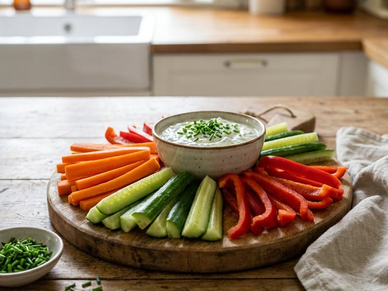 Bunte Gemüsesticks mit Kräuter-Dip