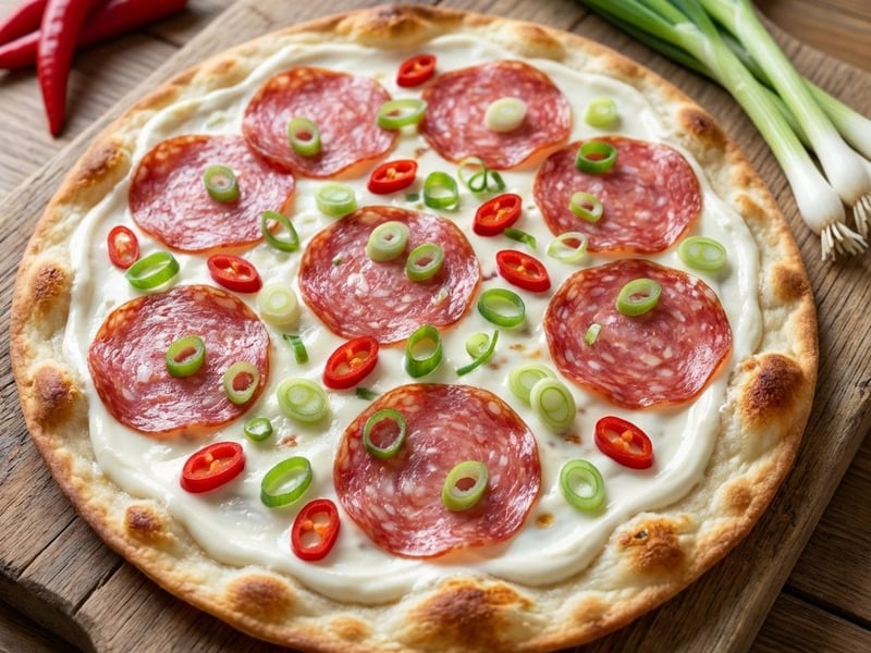 Flammkuchen mit Salami