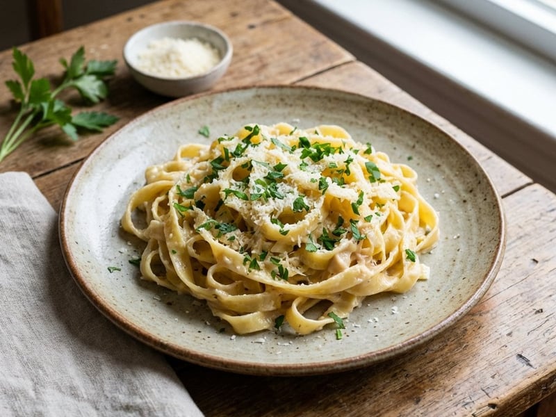 Pasta mit gerösteter Knoblauchsauce