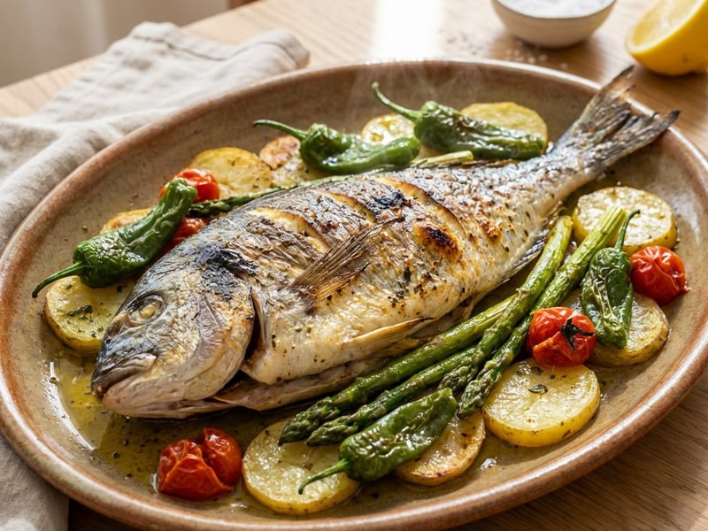 Dorade mit mediterranem Gemüse