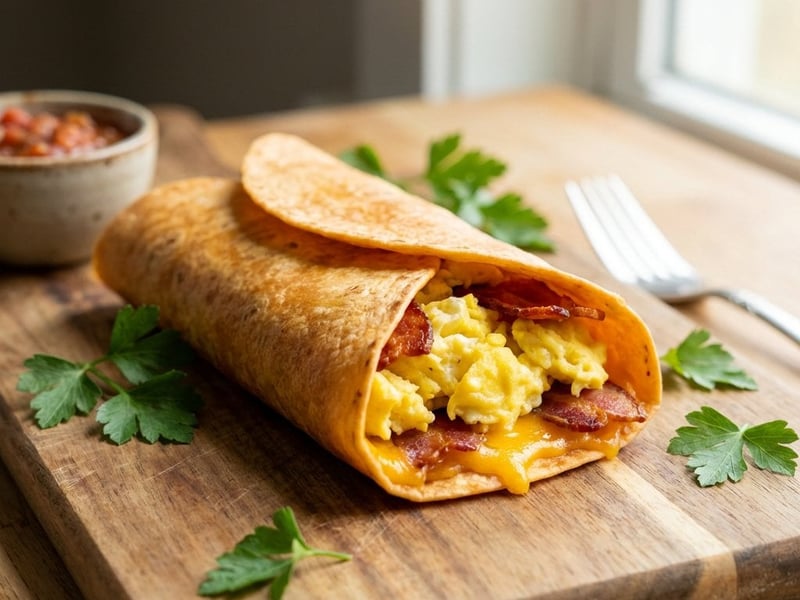 Herzhafter Tortilla Wrap mit Speck und Ei