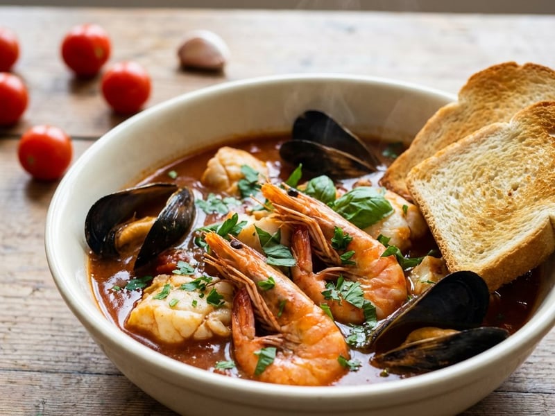Fischsuppe mit Meeresfrüchten nach Taranto-Art