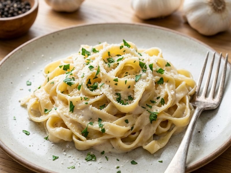 Tagliatelle mit gerösteter Knoblauchsauce