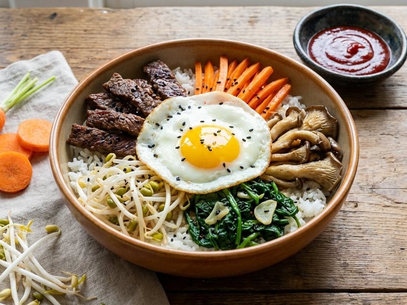 Rindfleisch Bibimbap mit Gochujang-Sauce