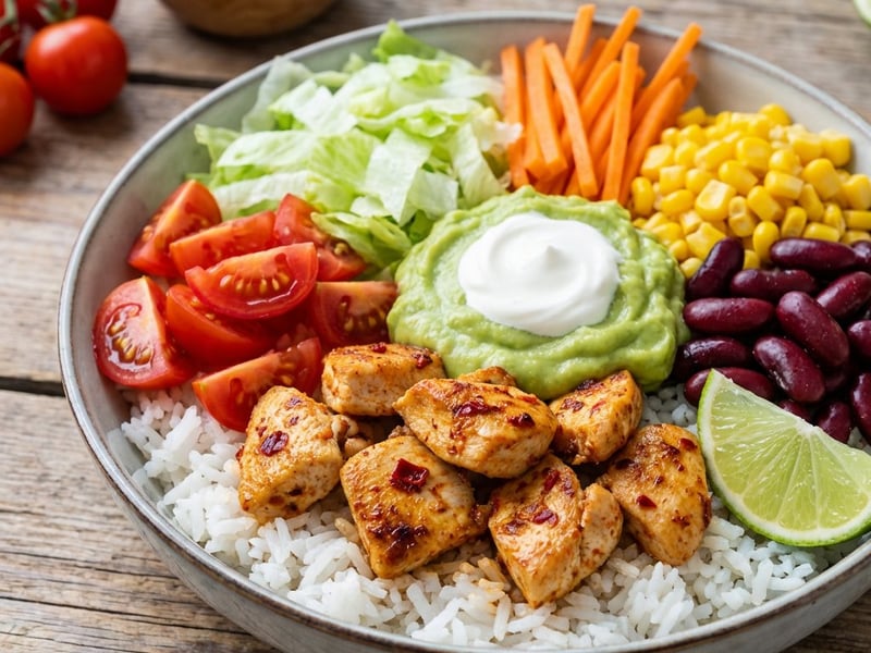 Mexikanische Bowl mit Hähnchen & Avocado