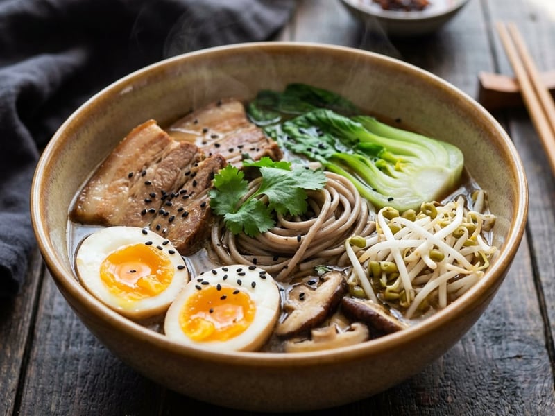 Herzhafter Schweine-Ramen mit Soba-Nudeln
