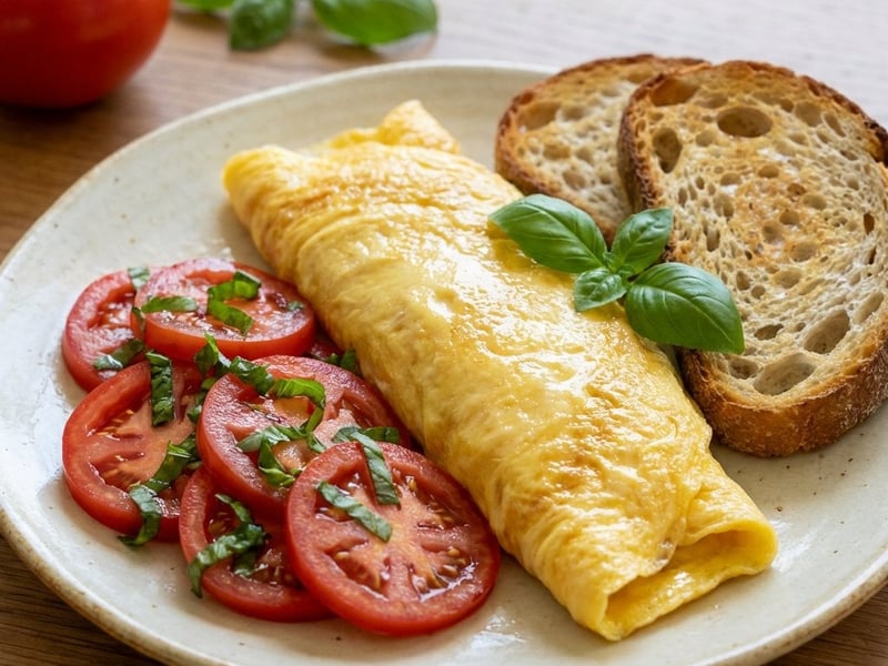 Omelett mit Tomaten und Basilikum | Gesundes Frühstück